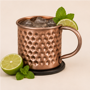 Mug à Moscow Mule en cuivre pur fait main de qualité supérieure avec un motif nid d'abeille unique, finition antique, tasse à bière en cuivre pour bar - Product Image 2