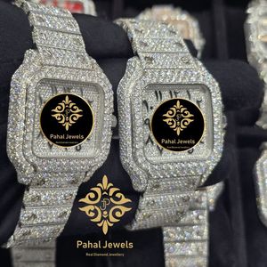 นาฬิกาข้อมือ Pahal Jewels รุ่นหรูหรา ตัวเรือนสแตนเลสสตีลทรงเหลี่ยม ประดับเพชรที่ขอบหน้าปัดและหน้าปัดทำจากแซฟไฟร์ ขนาด 38 มม. สำหรับทั้งชายและหญิง - Product Image 3