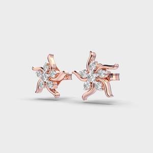 Pendientes de Diamantes Cultivados en Laboratorio con Diseño Floral en Espiral, Oro Rosa/Amarillo/Blanco de 18K, Diseño en Racimo - Product Image 2