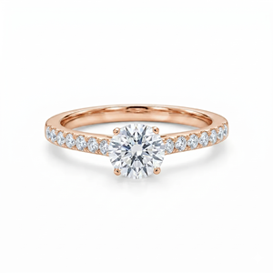 Bague de mariage et de fiançailles en or massif 10K 14K 18K, diamant de laboratoire rond couleur DEF clarté VS VVS, certifié IGI - Product Image 3