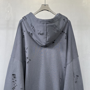 Pulls pour hommes survêtement pour hommes lavage à l'acide bouffée impression ZIP up sweat à capuche hommes sweat ensembles uni vintage à capuche en détresse - Product Image 3