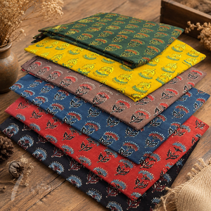 Jaipur Moda Anaya I Traditional Designer Ajrakh Cotton <b>Fabric</b> Petite Paisley Block Print <b>Medium</b> Weight for Dresses Kurtas - Product Image 4