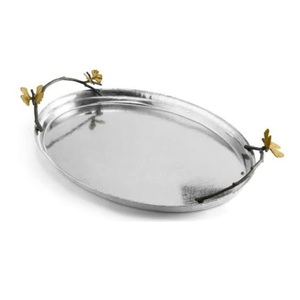 Food Cake Dessert Serving Platter Tray Nickel Plated Metal Modern Luxury Customizable Multipurpose Use Serving Tray - Product Image 1