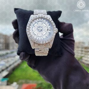 Charm_Jewells Luxury Women's <b>Diamond</b> Encrusted Stainless Steel <b>Watch</b> Analog Quartz Movement 38mm Polygon Case Folding Clasp - Product Image 2