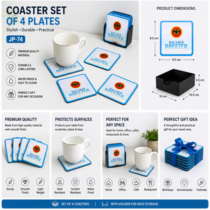 Ensemble de sous-verres promotionnels personnalisés en bois massif de luxe (6 pièces) avec support pour la fête des mères et Noël - Product Image 3