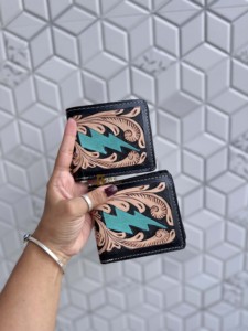 Trending 2026 New Hand Tooled Leather <b>Wallet</b> Men's RFID Nylon Lining Hot Sale Fashion Black Colour Cash <b>Card</b> Holder Gift For Him - Product Image 1