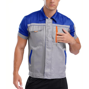 Chemises de travail robustes pour hommes, uniformes industriels personnalisables avec logo, hauts respirants en coton, vêtements utilitaires pour personnel de bureau, fourniture OEM - Product Image 3