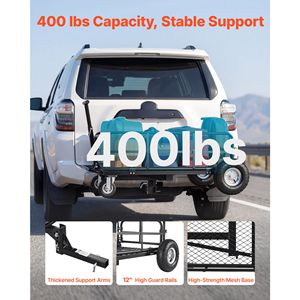 Porte-bagages arrière pliable 2-en-1 en acier sur roues pour attelage, 36,2" x 21,3" x 11,8" - Product Image 3