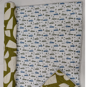 Ensemble de couette pour bébé Jaipuri de qualité supérieure, durable, 60"X40", imprimé à la main, réversible, doux, 100% coton, respectueux de la peau, hypoallergénique - Product Image 1