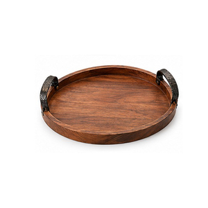 Plateau de rangement ovale en bois avec finition laquée noire, design minimaliste pour utilisation sur table, plateau simple pour servir boissons et aliments - Product Image 4