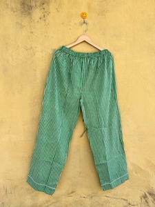 Conjunto de Pijama de Algodón a Rayas Verdes de Moda, Manga Larga, Pantalón Largo, Ropa de Dormir Clásica, Cintura Elástica, Tejido Suave, Ropa de Verano para Mujer - Product Image 3