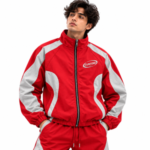 Custom High Street <b>Vintage</b> <b>Windbreaker</b> Mens Nylon Jacket Full Zip Two Tone Panel Polyester Windproof Athletic Apparel - Product Image 6