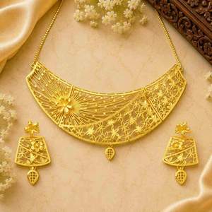 สร้อยคอช็อคเกอร์ดีไซน์ตุรกีแบบขายส่ง ทอง 14K 18K 24K ชุบทองไมครอน ชุดสร้อยคอแบบดูไบ สไตล์ดั้งเดิม เครื่องประดับแฟชั่น โอโร จอยเอเรีย - Product Image 3