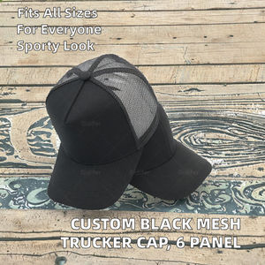 Gorra Trucker Casual Unisex de 6 Paneles, 100% Acrílico, con Bordado 3D, Estructurada, Negra, con Logotipo Personalizado, Venta al Por Mayor 2026 - Product Image 2
