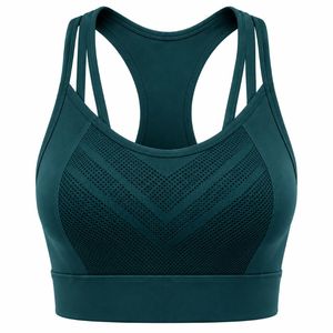 HMA SPORTS APPAREL Women's Navy <b>Blue</b> Racerback Sports <b>Bra</b> High Support Lightweight Seamless Breathable Mesh Panels Front - Product Image 3