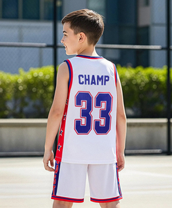 Ensemble de maillot de basket sans manches, débardeur et short personnalisés par sublimation pour garçon, vêtements de sport sublimés OEM, uniforme pour enfants et jeunes - Product Image 3