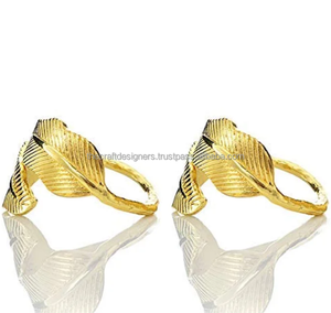 Feuille coulée de haute qualité fini or métal ronds de serviette vaisselle décoratif serviette ronds de serviette porte-mouchoirs bas prix - Product Image 6