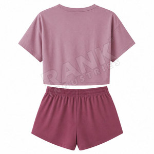 Derniers modèles de t-shirts et shorts pour femmes, ensembles tendance en gros, ensemble 2 pièces en coton pour femmes - Product Image 2