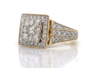 Men's & Women's 925 Sterling Silver Rhodium Plated Hip Hop Cluster Halo Iced Moissanite Diamond Brilliant Cut <b>Statement</b> <b>Ring</b> - Product Image 2