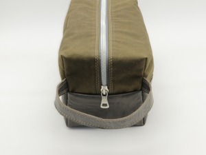 Custom Logo Waterproof Waxed Canvas Leather Toiletry Bag Mens Travel Shaving Dopp Kit Cosmetic Organizer <b>Case</b> LCTB-0079 - Product Image 3