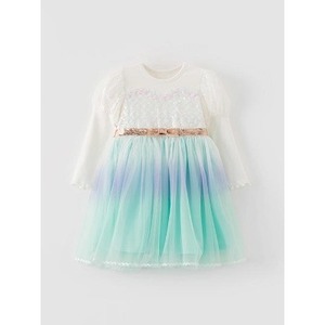 Robes mi-longues pour filles de style coréen OZKIZ, mode enfant pour 2-7 ans, printemps/automne, vente en gros, tissu en mousseline - Product Image 1