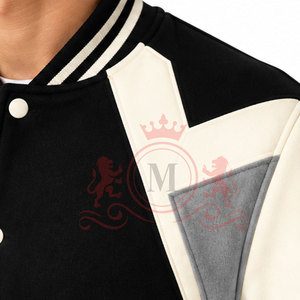 Hot Selling Black <b>White</b> Letterman <b>Jacket</b> Contrast Sleeves Premium Stitching Stylish Daily Outfit - Product Image 6