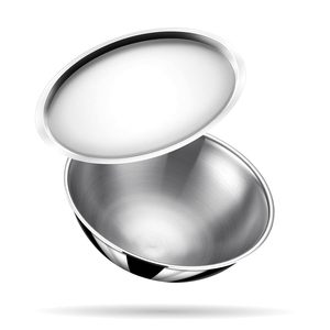 Olla Tasla de Acero Inoxidable Triple con Tapa, Base de Inducción, Kadai sin Asa, Compatible con Estufas de Inducción y Gas - Product Image 2