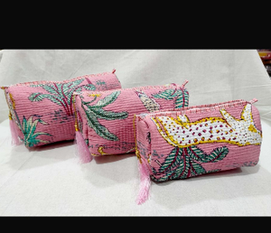 Toiletry Pouch <b>Set</b> Velvet Quilted Bag Makeup for Cosmetic Birthday Wedding Gift Zipper bags - Product Image 4