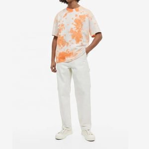 T-shirt tie-dye orange pour homme, col rond, manches courtes, imprimé personnalisé, style streetwear décontracté, vente en gros, fournisseur de vêtements OEM - Product Image 5