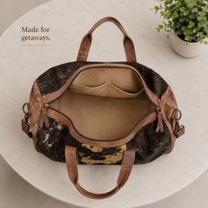 Sac de voyage en cuir de vachette véritable, fait main, vintage, grande capacité, pour week-end, pour homme et femme - Product Image 2