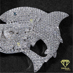 จี้เพชรคุณภาพสูง Trisha Jewels แบบสั่งทำพิเศษ สร้อยคอจี้รูปตัวอักษร สไตล์ฮิปฮอป ประดับเพชรโมอิสซาไนต์ GIA พร้อมโลโก้ส่วนตัว - Product Image 4