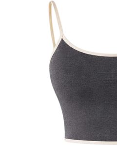 Charcoal Grey Women Camisole And Shorts Set Summer Two Piece Outfit Cotton Blend Crop <b>Top</b> Drawstring Shorts Casual Lounge Set - Product Image 4