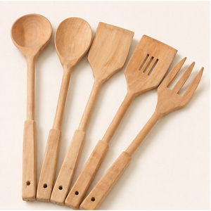 Ensemble de cuillères de cuisine en bois écologiques, antiadhésives, résistantes à la chaleur, ustensiles de cuisine en bois, outils de cuisson pour ustensiles de cuisine antiadhésifs - Product Image 5