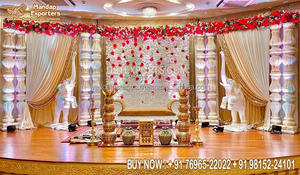 Exclusivo Diseño de Escenario para Recepción de Boda Marroquí, Escenario Tradicional para Boda Gujarati, Escenario para Recepción de Boda Gujarati en Canadá - Product Image 6