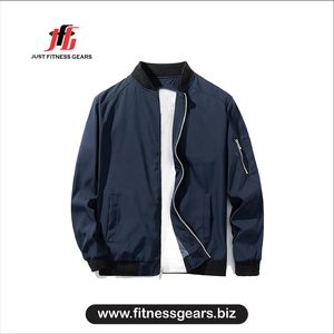 Blouson bomber décontracté bleu clair pour homme, veste bomber d'automne coupe-vent pour homme - Product Image 1