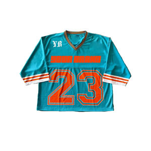 Camiseta de fútbol personalizada para hombre, estilo crop top, corte holgado, con letras, cuello en V, transpirable, de malla, talla grande - Product Image 2