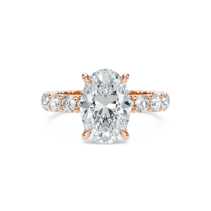 Bague de fiançailles, de mariage et d'anniversaire de luxe Alessandra en or massif 14 carats avec diamant taille ovale personnalisé - Product Image 1