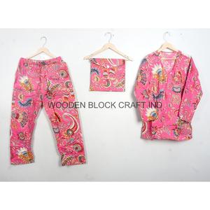 Conjunto de Pijama de Manga Larga con Cuello en V 100% Algodón para Mujer, Suave, Transpirable y Lavable a Máquina - Product Image 2