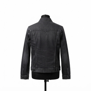 Blouson en jean d'hiver très tendance pour homme, coupe oversize, col montant, logo avant, confortable, style streetwear en coton denim - Product Image 2