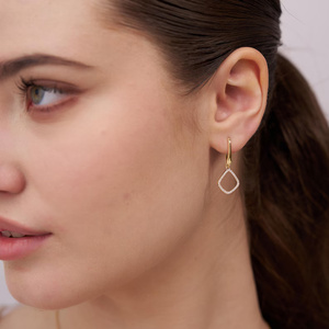 Round Lab Diamond <b>Dangle</b> <b>Earrings</b> 14kt White /Yellow Gold <b>Earrings</b> Diamond Jewelry Wedding <b>Earrings</b> Pentagon Design Fashion Gift - Product Image 2