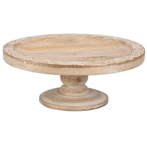 Handcrafted Scalloped Wood <b>Cake</b> Stand Vintage Beaded Pedestal Eco-Friendly Mango Wood Server for <b>Wedding</b> Parties Home Use - Product Image 2