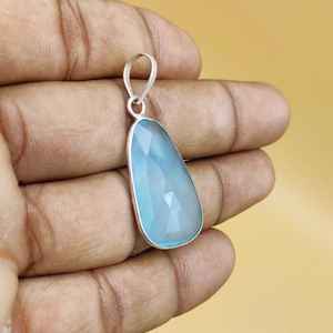 925 Sterling Silver High Quality Rope Chain Pendant <b>Necklace</b> Aqua Chalcy Gemstone for Wedding Party Engagement <b>Birthstone</b> Gift - Product Image 6