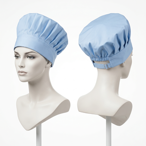 Women Chef Cap Premium 200 GSM Poly Cotton Twill Light Blue Adjustable Elastic Back Custom Embroidery Print Logo - Product Image 1