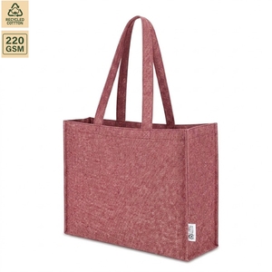 Custom Logo Maroon Recycled Cotton Melange Tote Bag 220 GSM Large Gusseted Reusable Shopping Bag Wholesale Manufacturer Exporter - Product Image 1