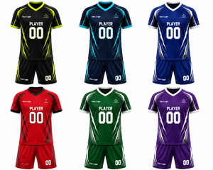 Ensemble de maillots et shorts de football personnalisés pour hommes, sublimés, respirants, anti-transpiration, uniforme de football unisexe pour adultes, été, 100% polyester - Product Image 6