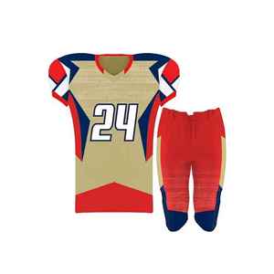 Ensemble d'uniformes de football américain personnalisés de qualité supérieure, respirants, à sublimation intégrale, manches courtes, 100 % polyester - Product Image 1