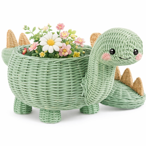 Cesta de Almacenamiento Ecológica de Mimbre, Linda Cesta Rectangular de Color Verde, Ligera, Multifuncional, Moderna, para Cuarto de Niños o Guardería - Product Image 1