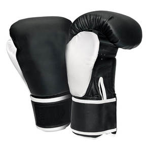 ถุงมือฝึกมวยไทยสีขาวดำหนัง PU แบบมีสายรัดข้อมือปรับได้แบบ Unisex - Product Image 1