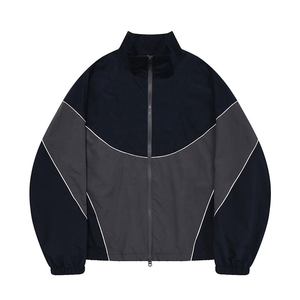 Custom Zip up Embroidered Logo Retro Nylon <b>Track</b> <b>Jacket</b> With Piping Blank Softshell Outdoor <b>Jacket</b> Windbreaker <b>Men</b> - Product Image 1
