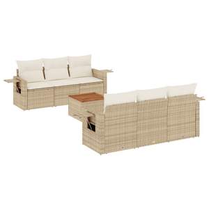 Ensemble de canapés de jardin en rotin PE beige avec structure en acier thermolaqué et bois d'acacia, mobilier d'extérieur de haute qualité - Product Image 2